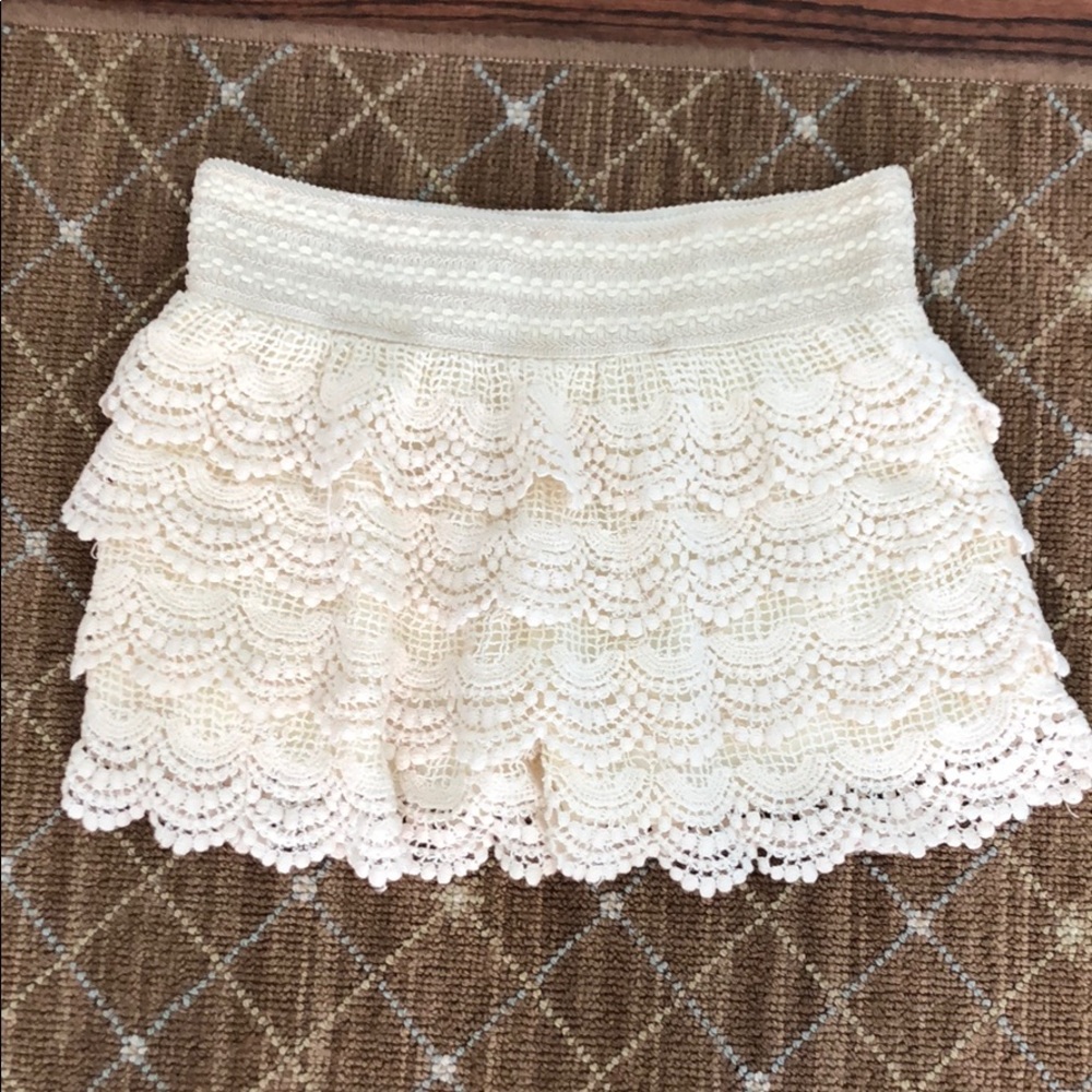 White lace shorts